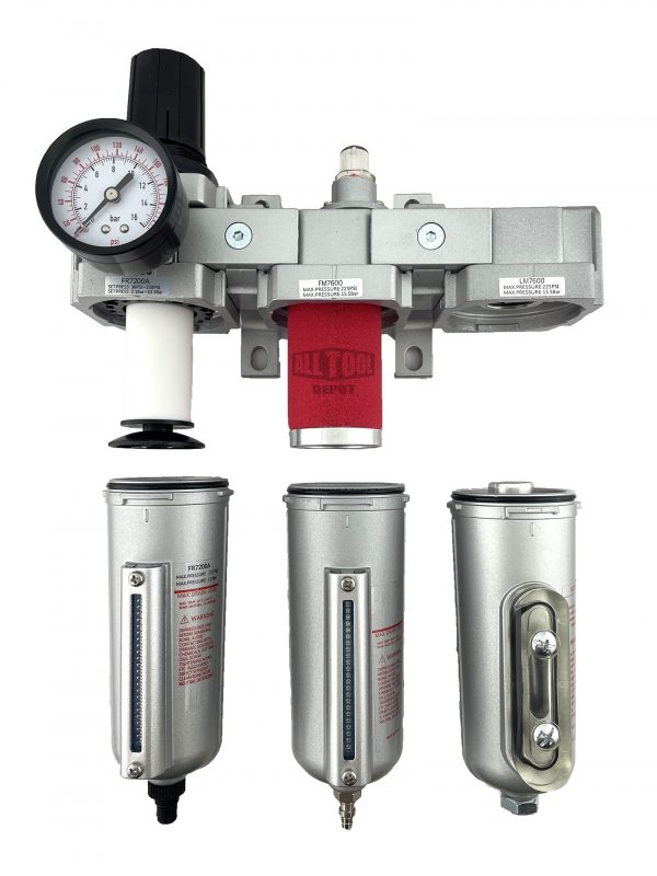 Industrial Air Filter Regulator Combo With Auto Drain - 3/4" NPT, 140 CFM For Compressors | Shop Air System