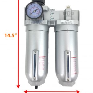 3/4" All Tool Depot Air Compressor FRL Combo – Moisture Filter, Regulator, Oiler, Lubricator – Metal Bowl, 250 PSI
