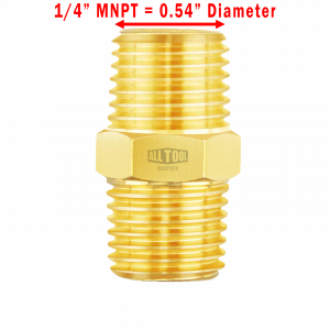 1/4" NPT Male Hex Pipe Nipple Brass Fitting - For Air, Fuel, Oil, Gas, Water Lines