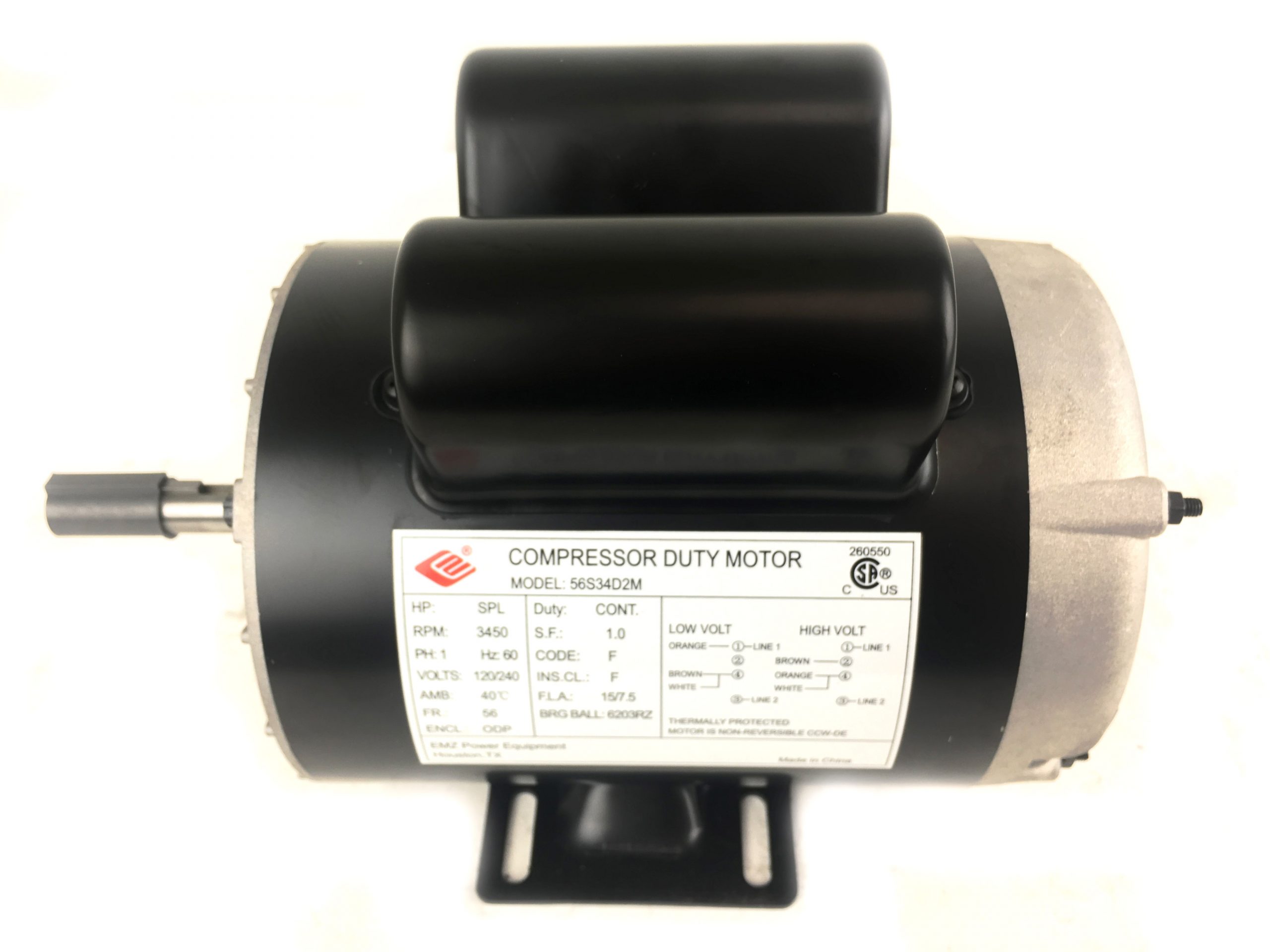 thumbnail image 2 of 2 HP SPL Single Phase Electric Motor 3450 RPM 56 Frame 115/230V - Marddpair EM-02 2 of 6