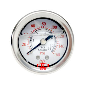1-1/2" Oil Filled Pressure Gauge 1/8" NPT, Center Back Mount, 0-160PSI