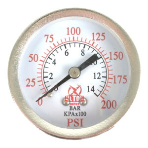 2" Pressure Gauge, 1/4" NPT, Center Back Mount, 0-200 PSI