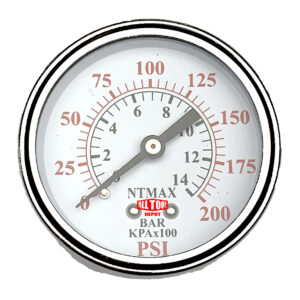 2-1/2" Pressure Gauge, 1/4" NPT, Center Back Mount, 0-200PSI