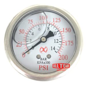 2-1/2" Oil Filled Pressure Gauge, 1/4" NPT, Center Back Mount, 0-200PSI